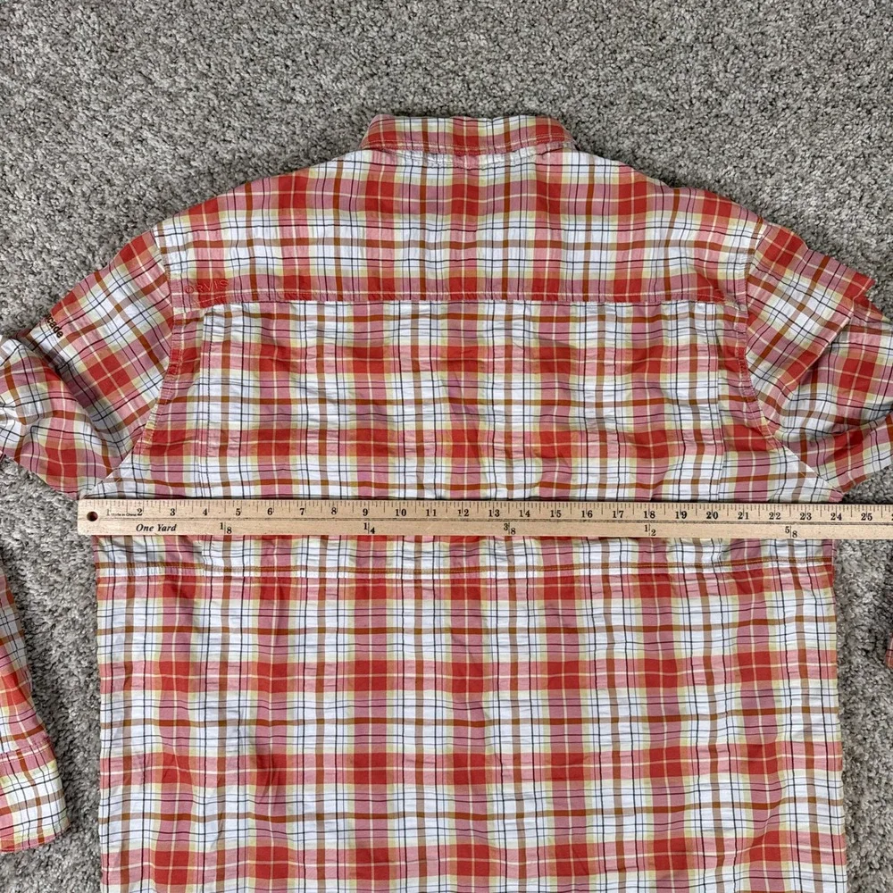 Orvis Shirt Mens Medium Orange Plaid‎ Active Fit Ventilated Fishing Button Down